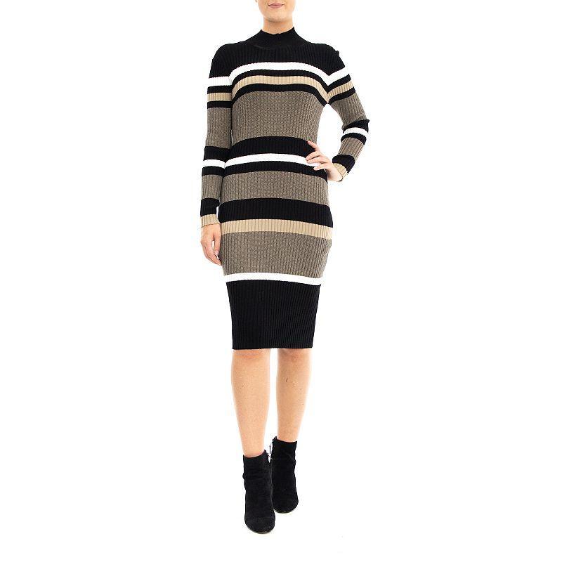 Womens Nina Leonard Striped Sweater Dress Product Image