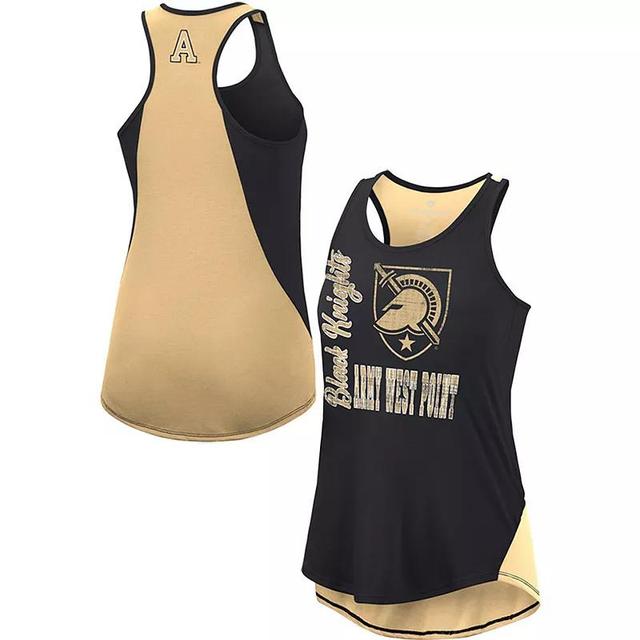 Womens Colosseum Black/Gold Army Black Knights George Glass 2-Hit Scoop Neck Racerback Tank Top Product Image