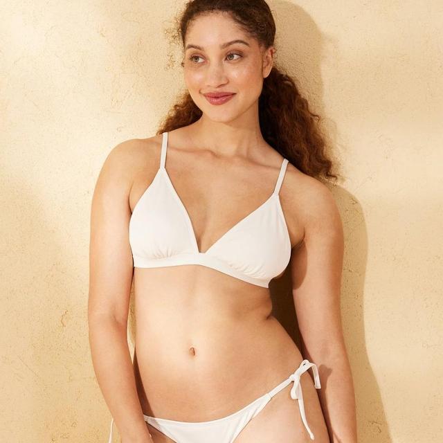 Womens Ribbed Triangle Bikini Top - Shade & Shore Cream XL Product Image