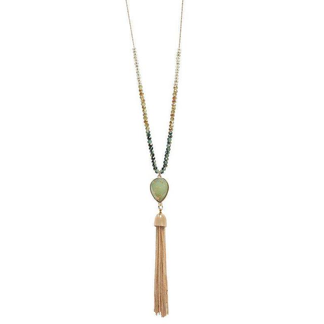 LC Lauren Conrad Beaded Tassel Pendant Necklace, Womens, Turquoise Product Image