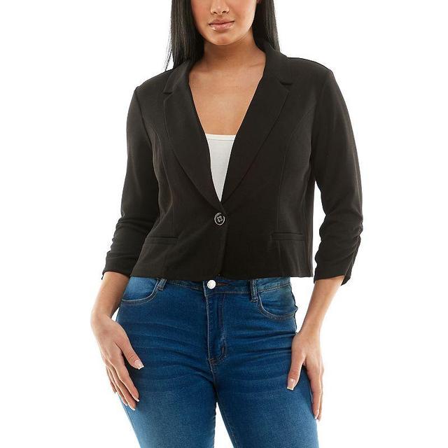 Womens Nina Leonard Button Cropped Blazer Product Image