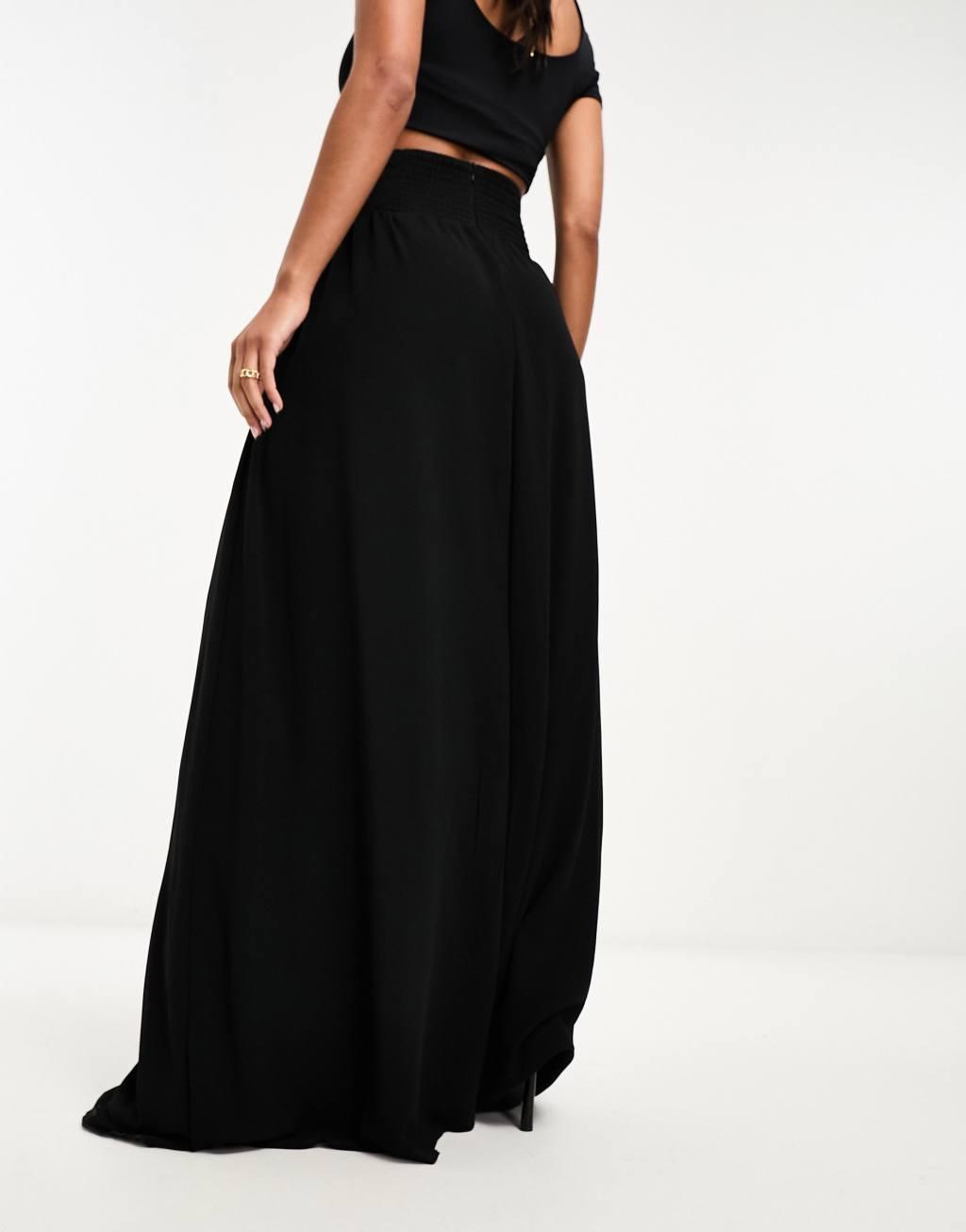 TFNC pleated maxi skirt in forest green Product Image