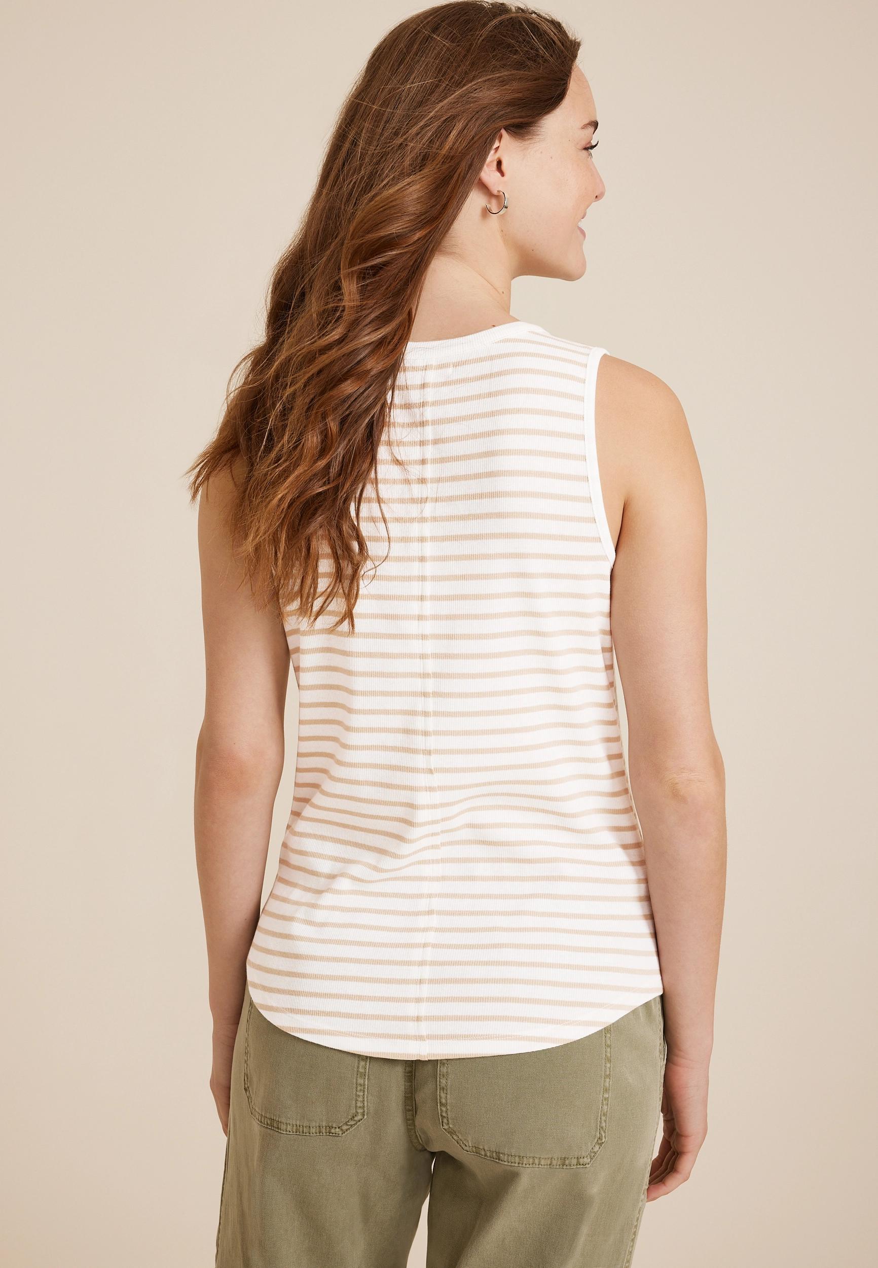 Henley Striped Tank Top Product Image