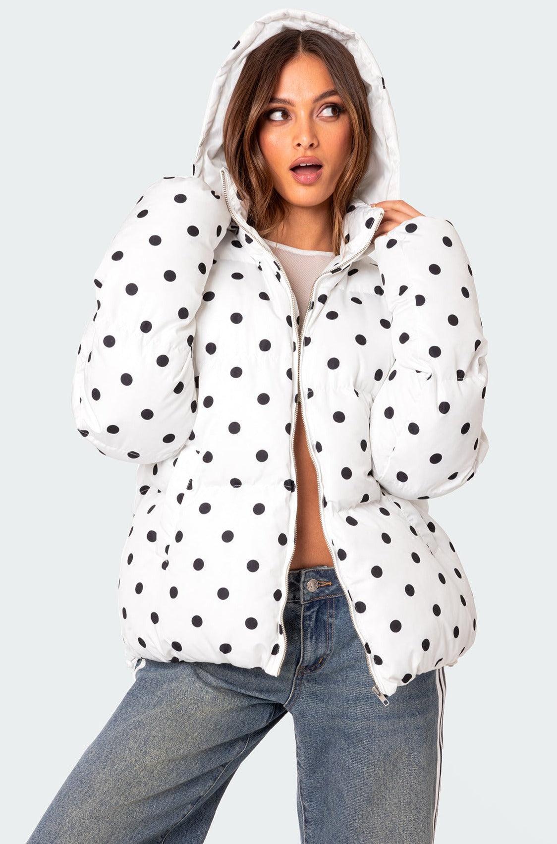 Marcey Polka Dot Hooded Puffer Product Image