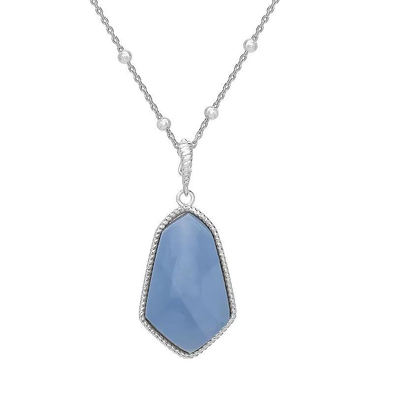 Gemistry Sterling Silver Gemstone Pendant Necklace, Womens Blue Chalcedony Product Image