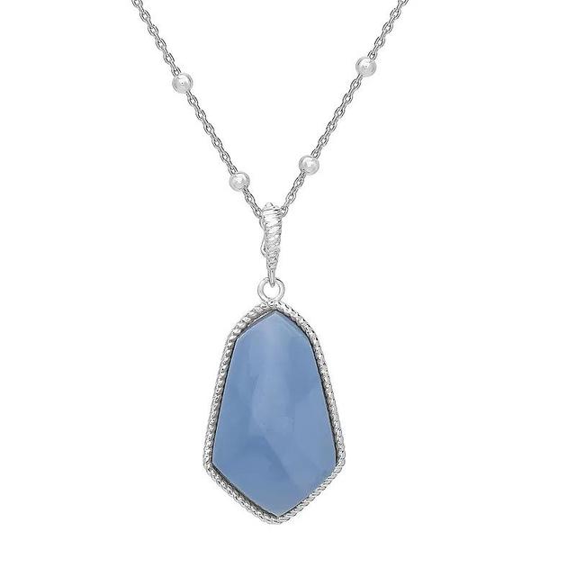 Gemistry Sterling Silver Gemstone Pendant Necklace, Womens Blue Chalcedony Product Image