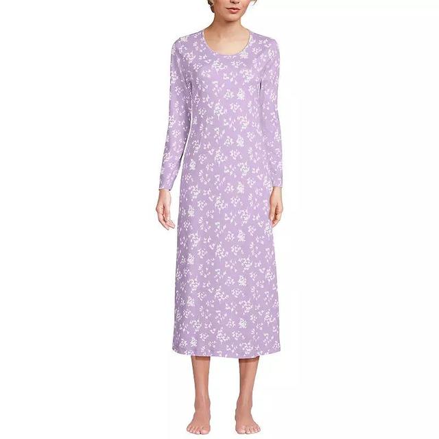 Lands End Womens Cotton Long Sleeve Midcalf Nightgown Product Image