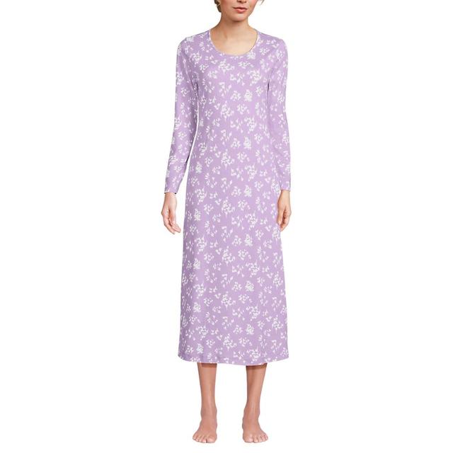 Lands End Womens Cotton Long Sleeve Midcalf Nightgown Product Image