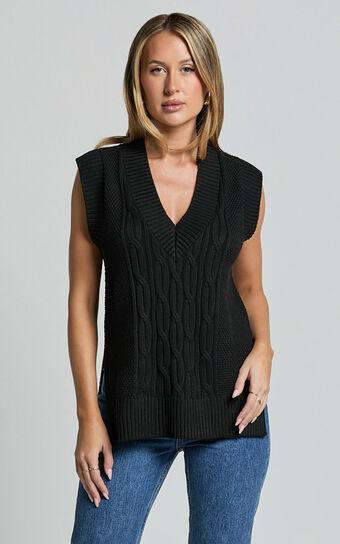 Cadha Vest - Knit Sweater Vest in Black Product Image