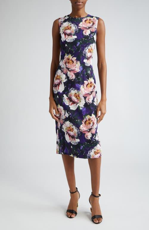 Dolce & Gabbana Peony Print Stretch Cady Sheath Dress Product Image