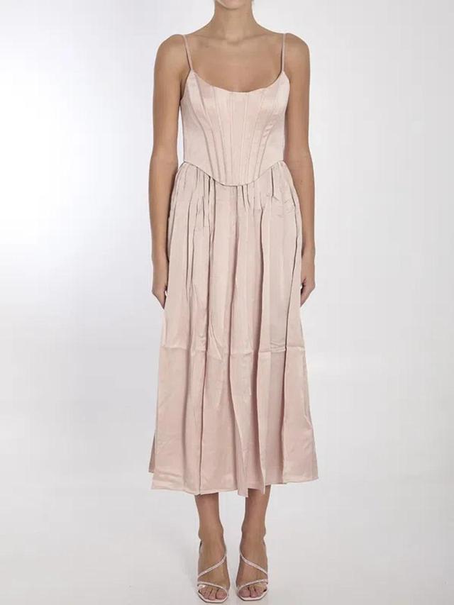 ZIMMERMANN Silk Corset Midi Dress In Pink Product Image