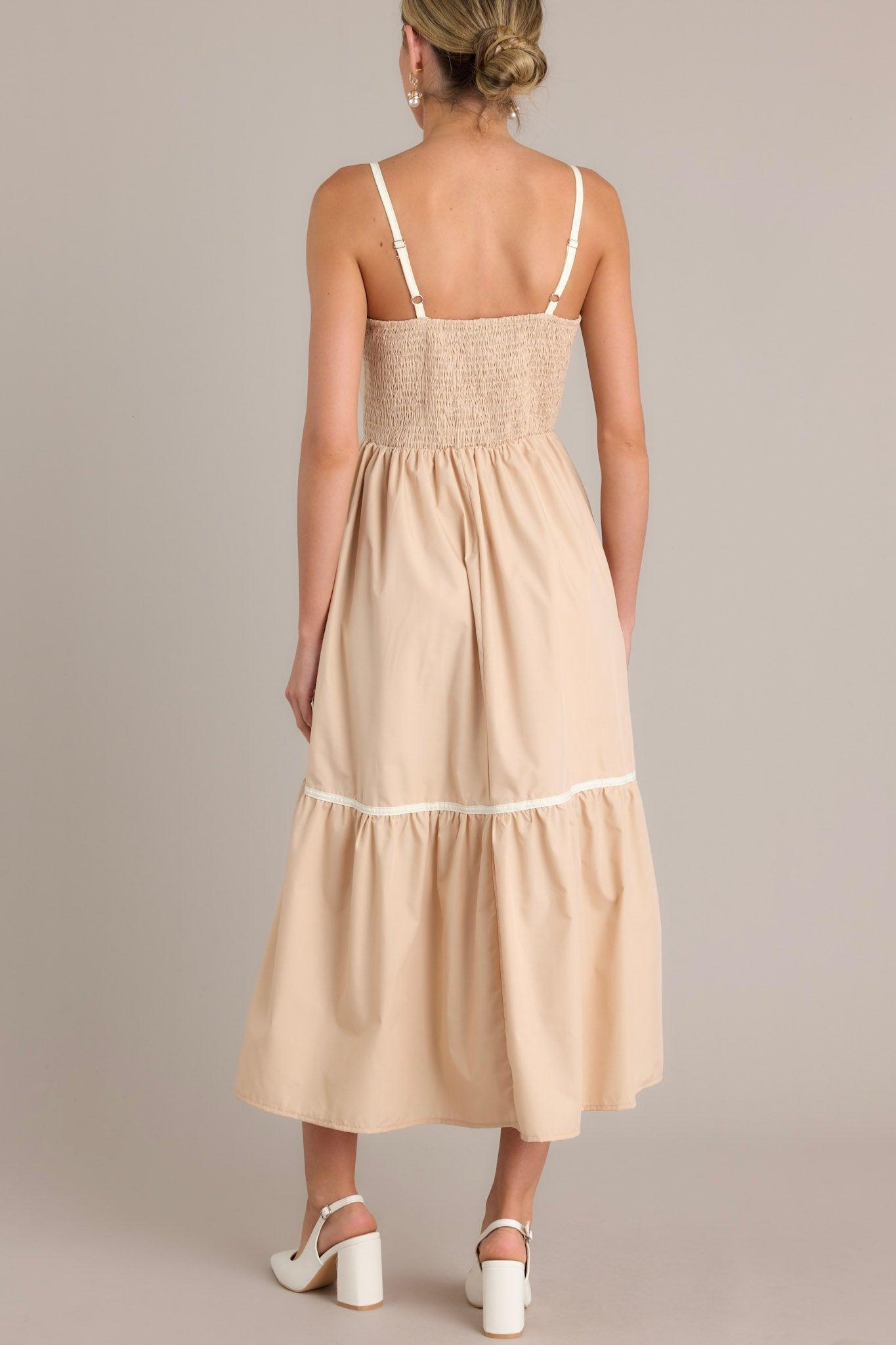 Timeless Charm Beige Square Neck Maxi Dress Product Image