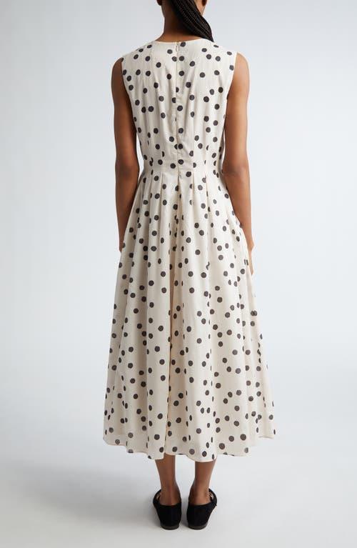 Carol Polka-dot Sleeveless Pleated Midi Dress In Ecru Product Image