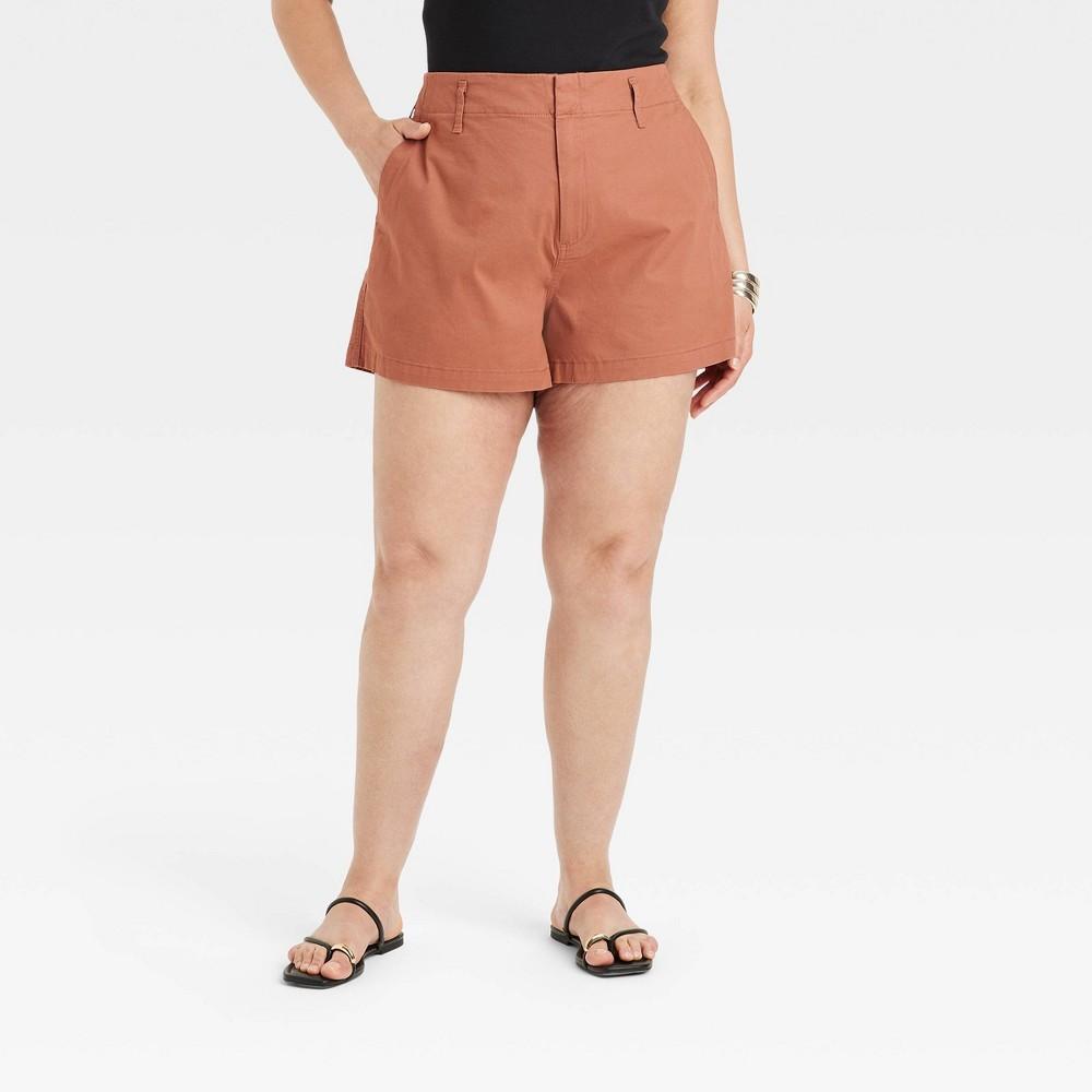 Womens High-Rise Everyday Chino Shorts - A New Day Brown 24 Product Image