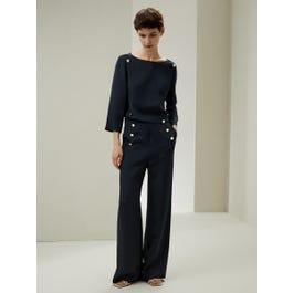 Dubrovnik Button Front Wide Leg Silk Trousers Product Image