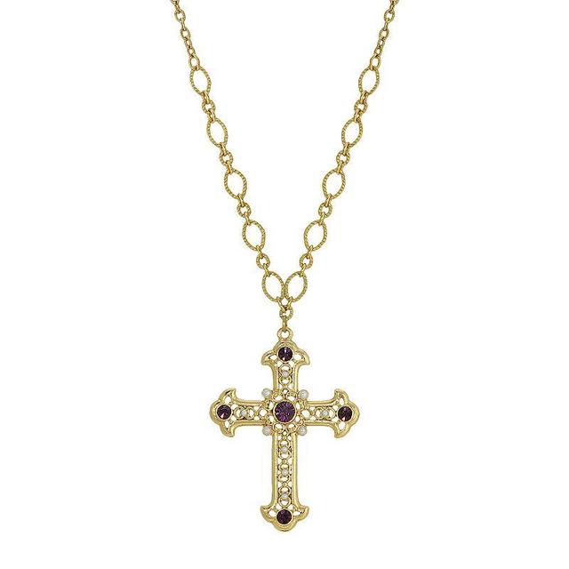 Symbols of Faith Simulated Crystal Accented Cross Necklace, Womens, Purple Product Image