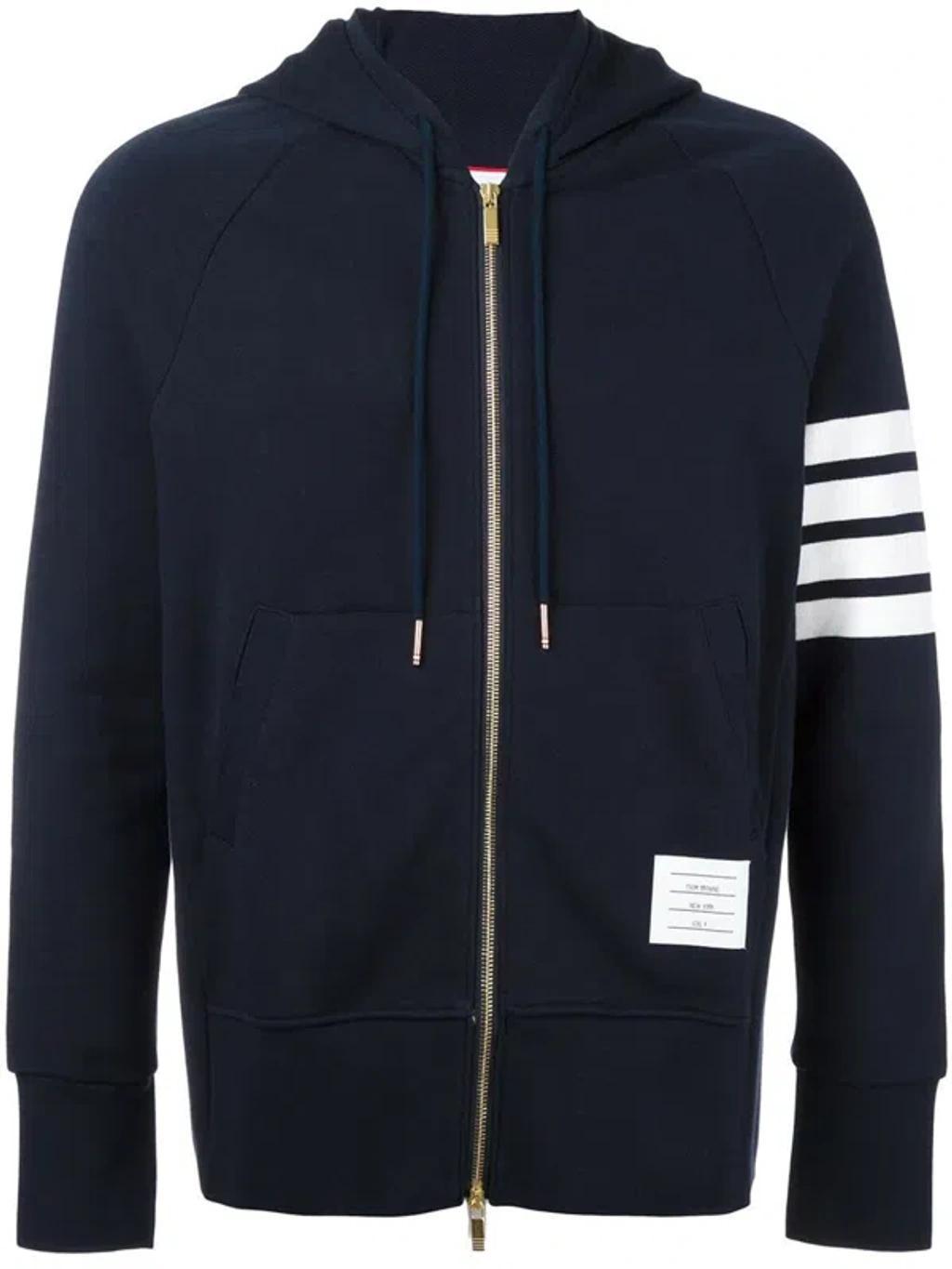 THOM BROWNE Striped Cotton Sweatshirt In Blue Product Image