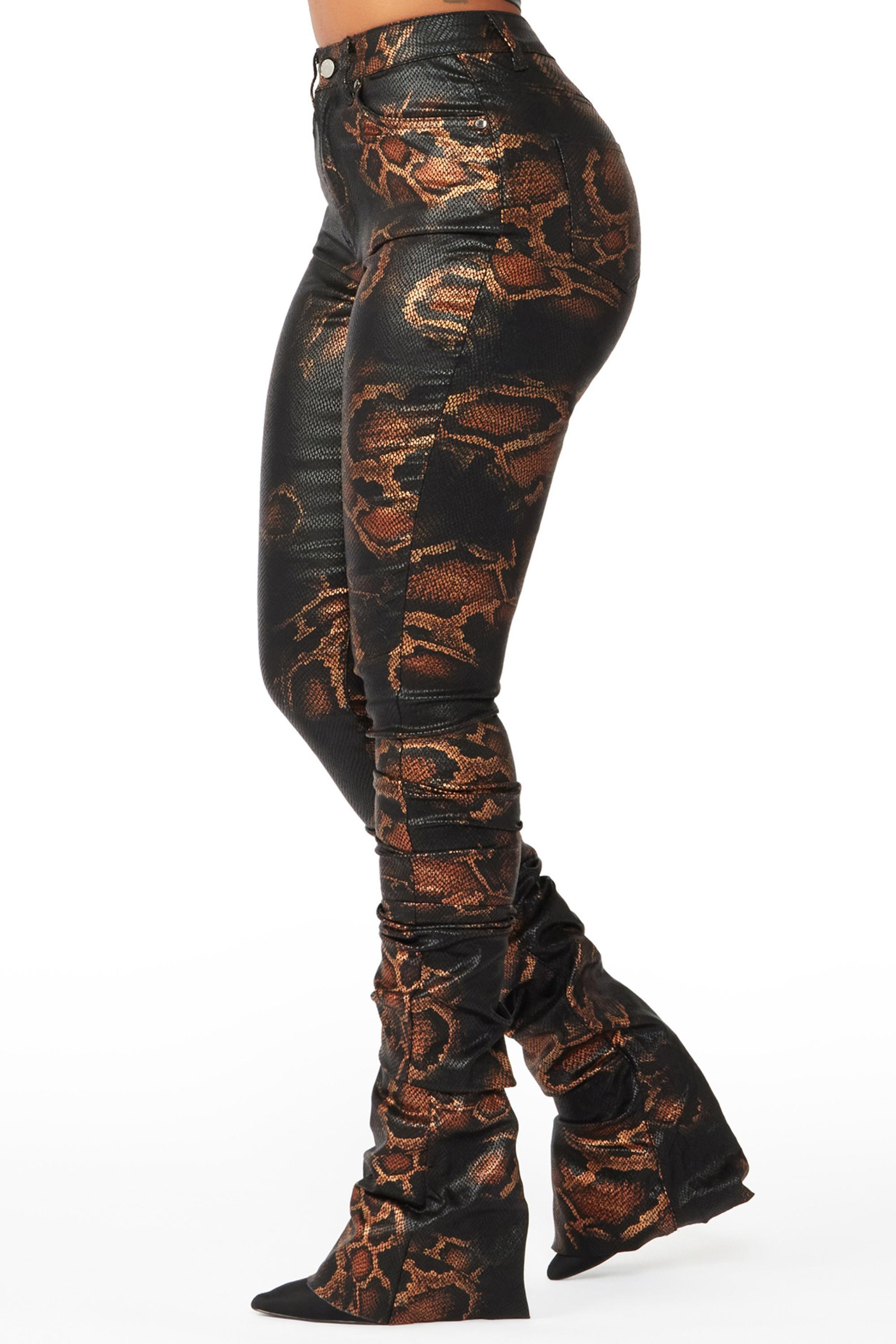 The Drama Snake PU Super Stacked Pant Female Product Image