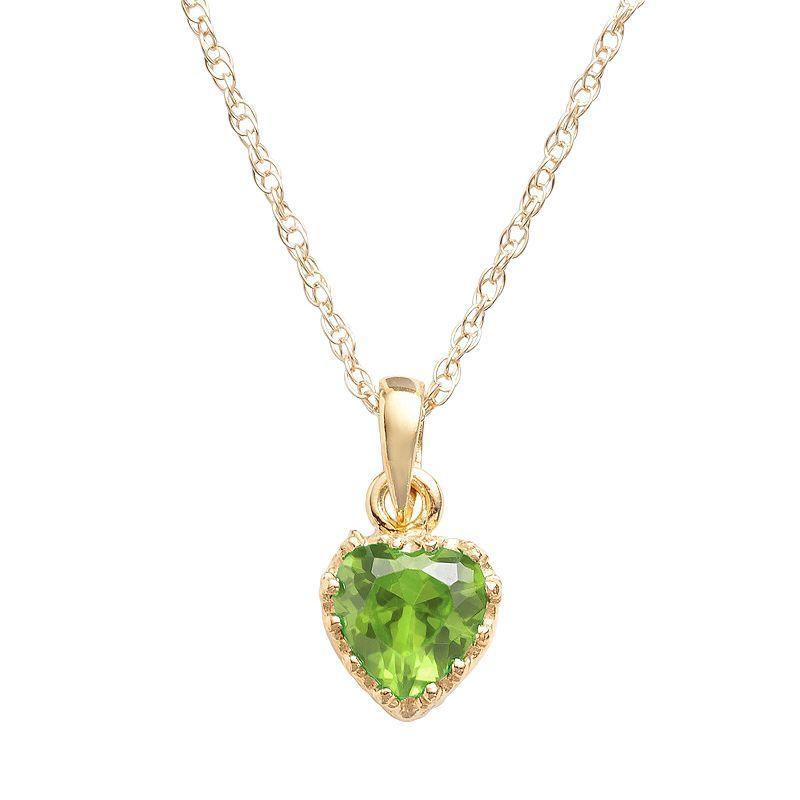 Designs by Gioelli 14k Gold Over Silver Peridot Heart Crown Pendant, Womens Green Product Image