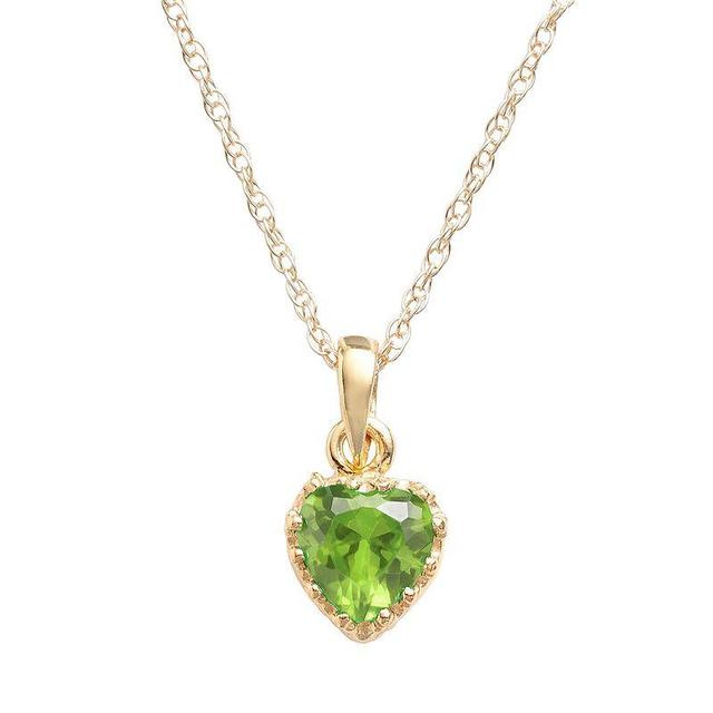 Designs by Gioelli 14k Gold Over Silver Peridot Heart Crown Pendant, Womens Green Product Image