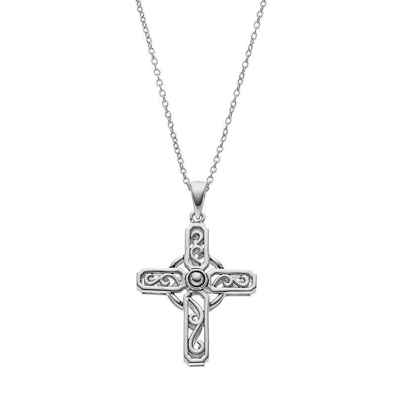 Sentimental Expressions Sterling Silver Prayer Cross Necklace, Womens Grey Product Image