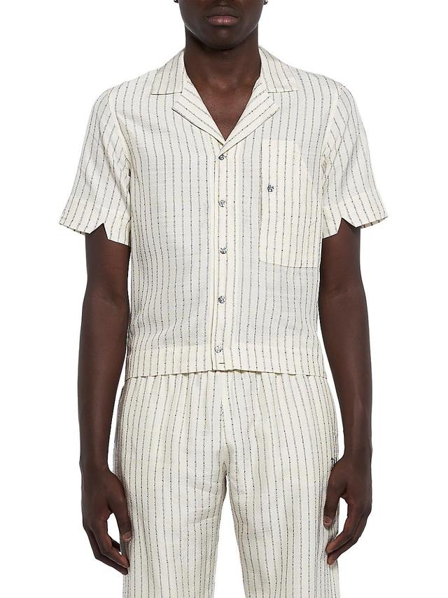 Mens Taye Pinstriped Short-Sleeve Shirt Product Image