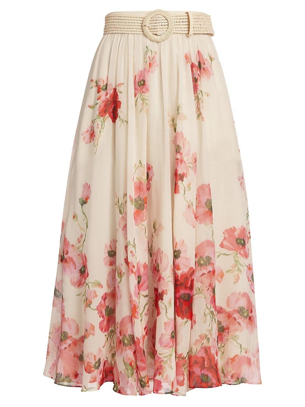 Womens Lightburst Floral Cotton-Silk Maxi Skirt Product Image