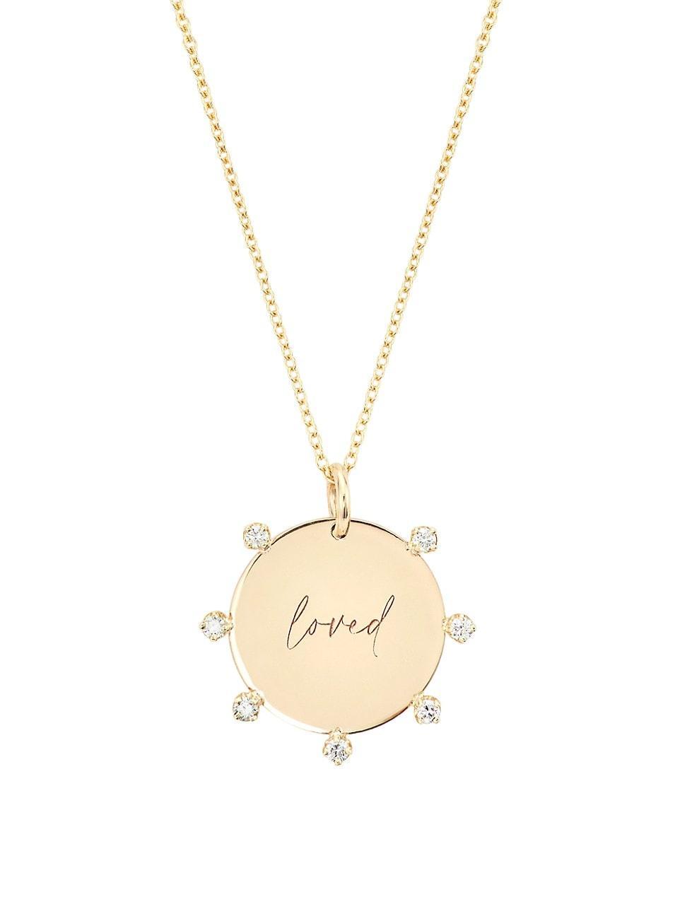 Womens Tender Tokens 14K Yellow Gold & 0.14 TCW Diamond Loved Disc Pendant Necklace Product Image