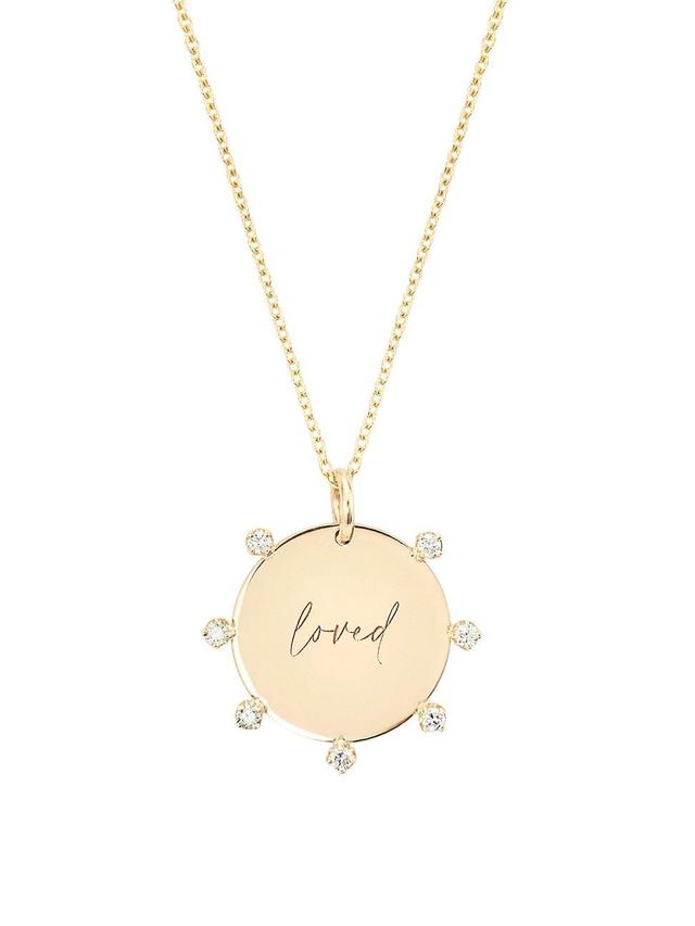 Womens Tender Tokens 14K Yellow Gold & 0.14 TCW Diamond Loved Disc Pendant Necklace Product Image