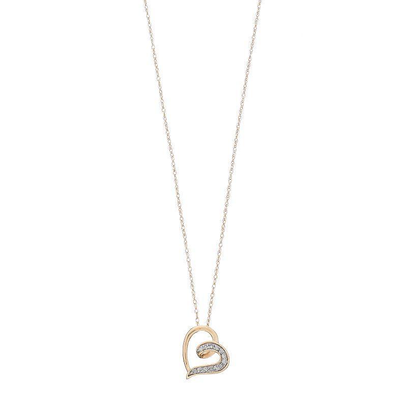 Celebration Gems 10k Gold 1/10 Carat T.W. Diamond Sideways Heart Pendant, Womens White Product Image