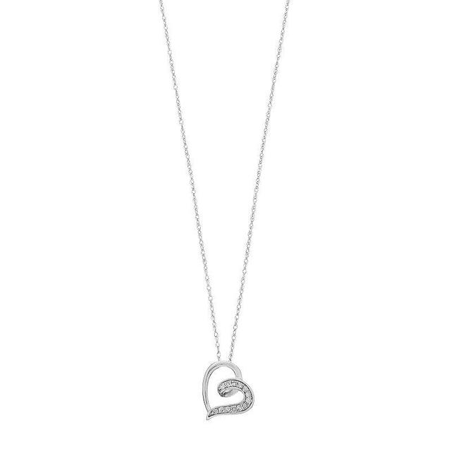 Celebration Gems 10k Gold 1/10 Carat T.W. Diamond Sideways Heart Pendant, Womens White Product Image