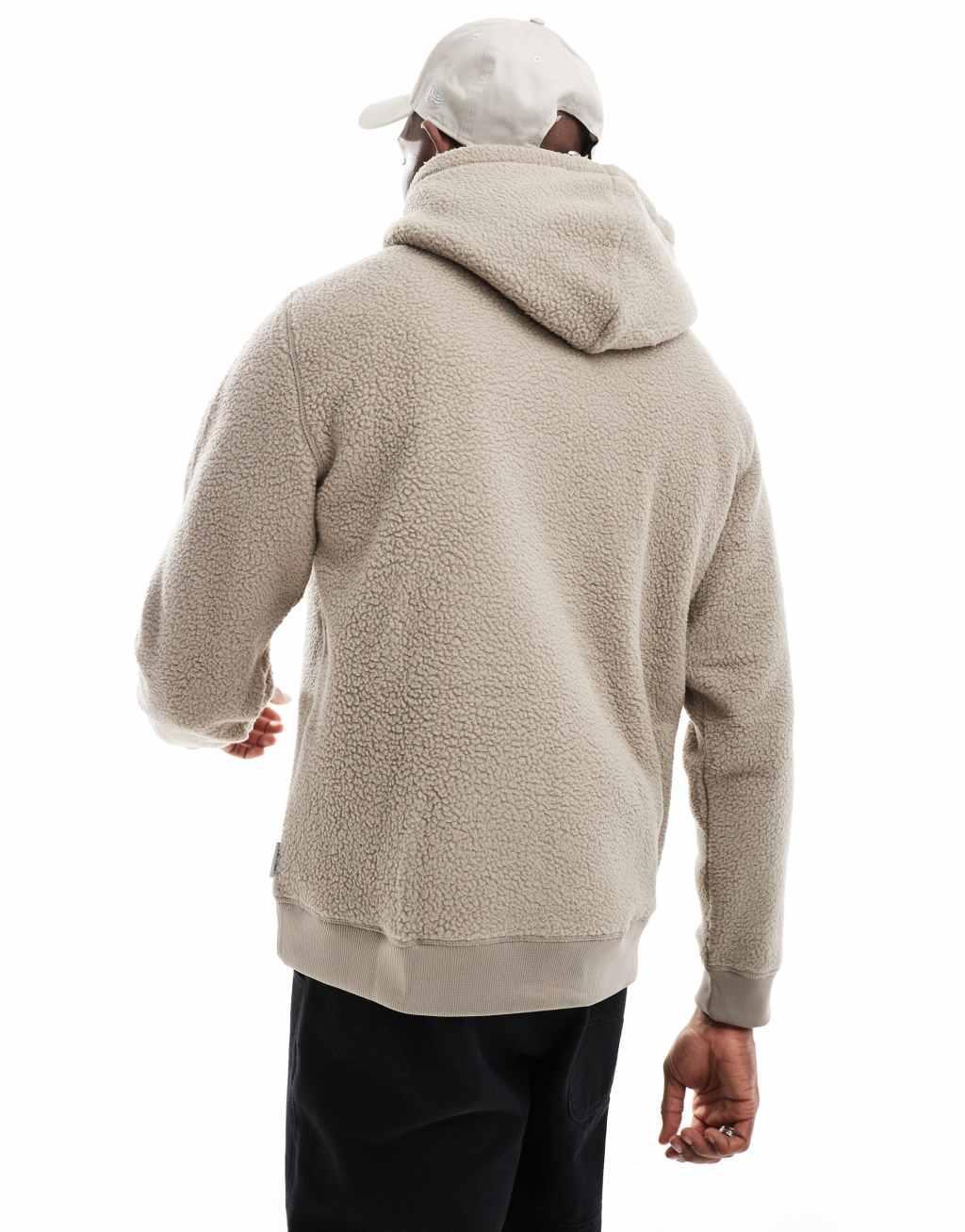 ONLY & SONS teddy hoodie in beige Product Image