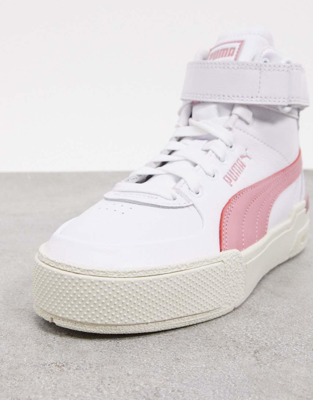 Puma Cali Sport Hi-top sneakers in white and pink Product Image