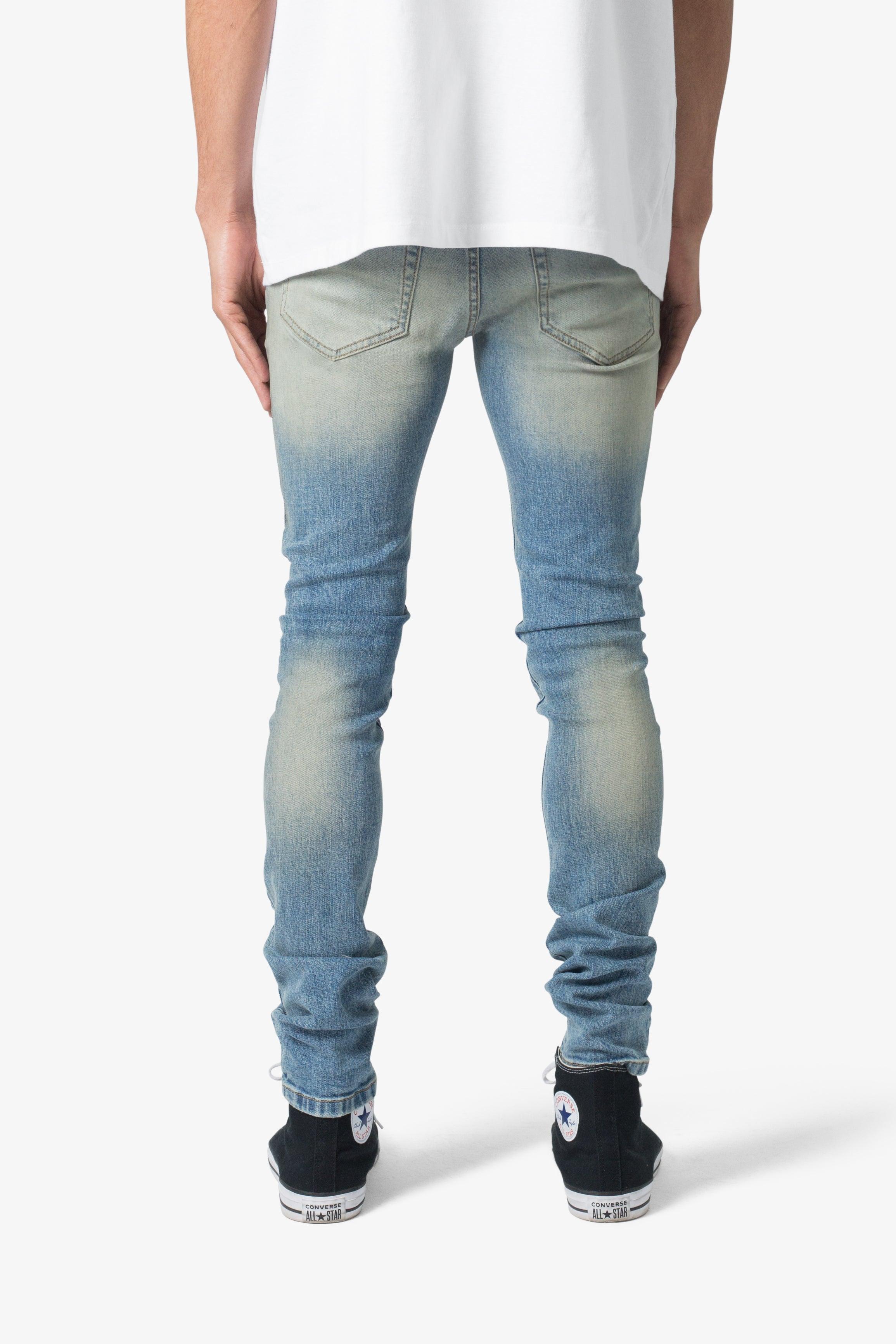 X651 Distressed Circle Knee Denim - Blue Product Image