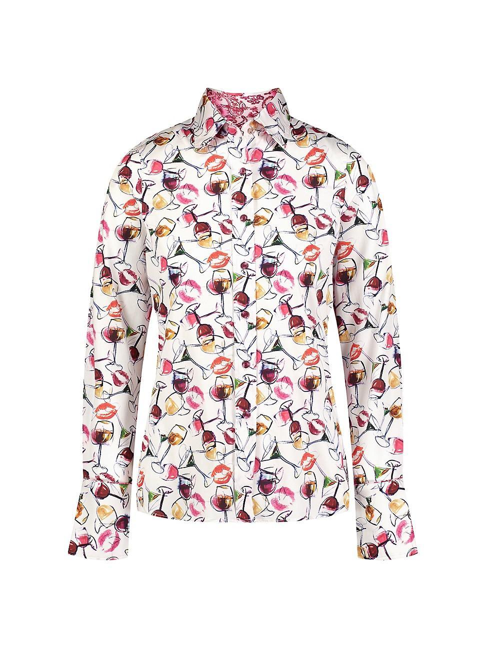 Womens Priscilla Printed Stretch Cotton Long-Sleeve Shirt Product Image