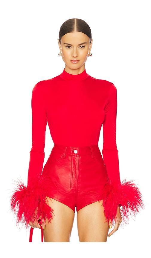 Feather Cuff Trim Bodysuit Product Image