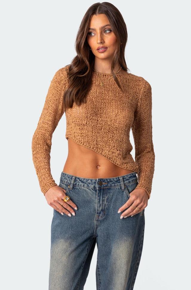 Sheer Loose Knit Asymmetric Top Product Image