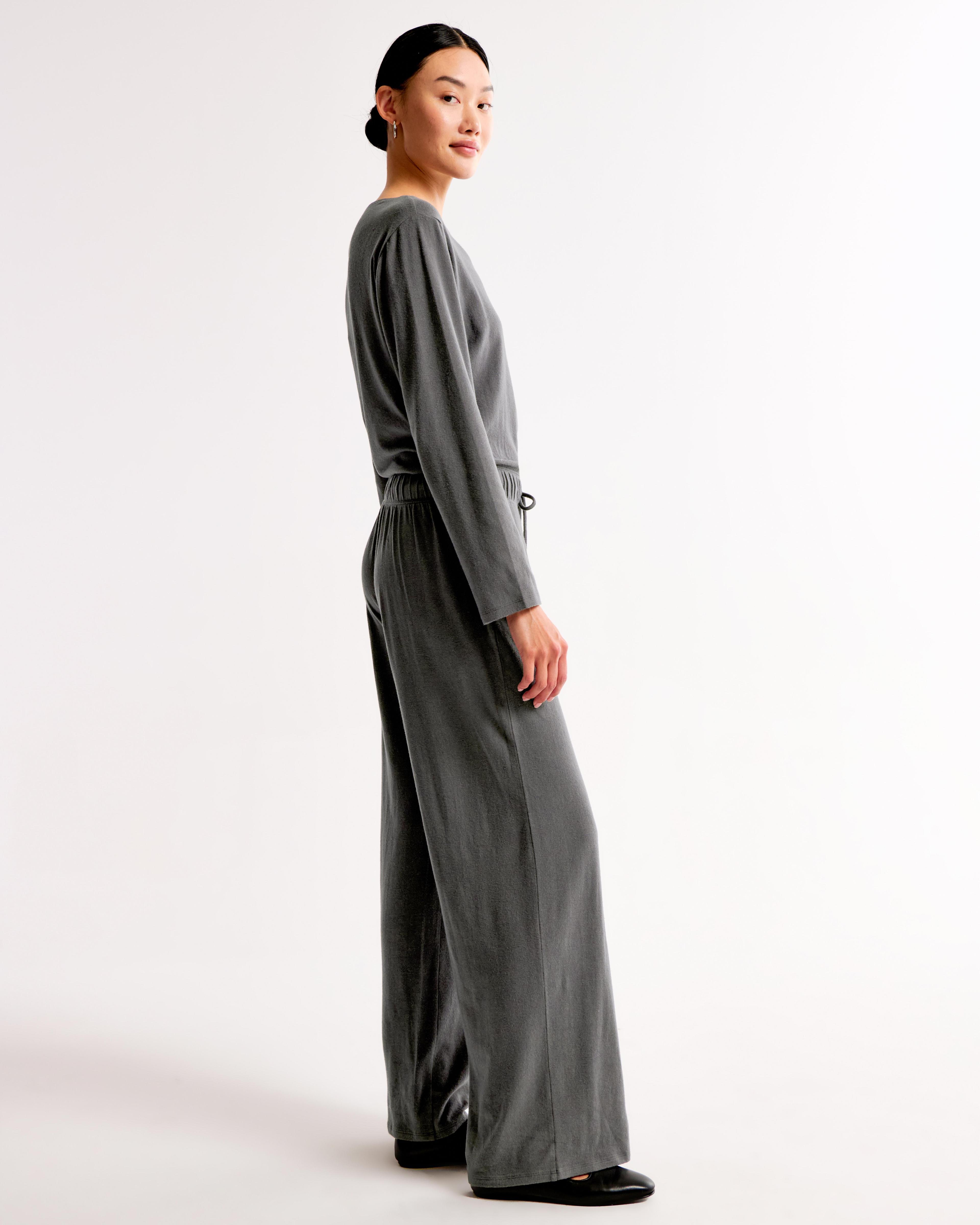 Lounge Off-The-Shoulder Long-Sleeve Jumpsuit Product Image