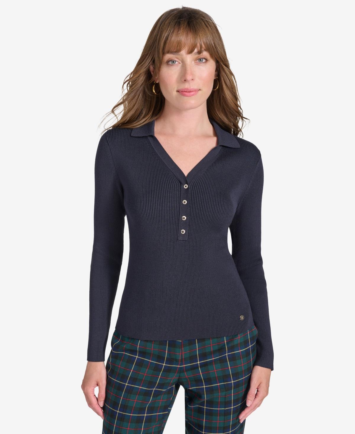 Tommy Hilfiger Womens Ribbed Long-Sleeve Top Product Image