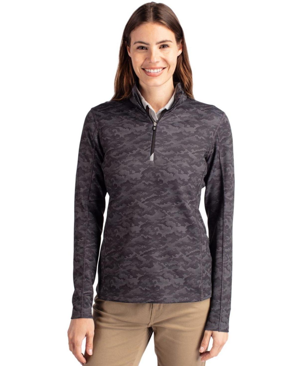 Cutter & Buck Womens Cutter Buck Traverse Camo Print Stretch Quarter Zip Pullover Jacket Product Image