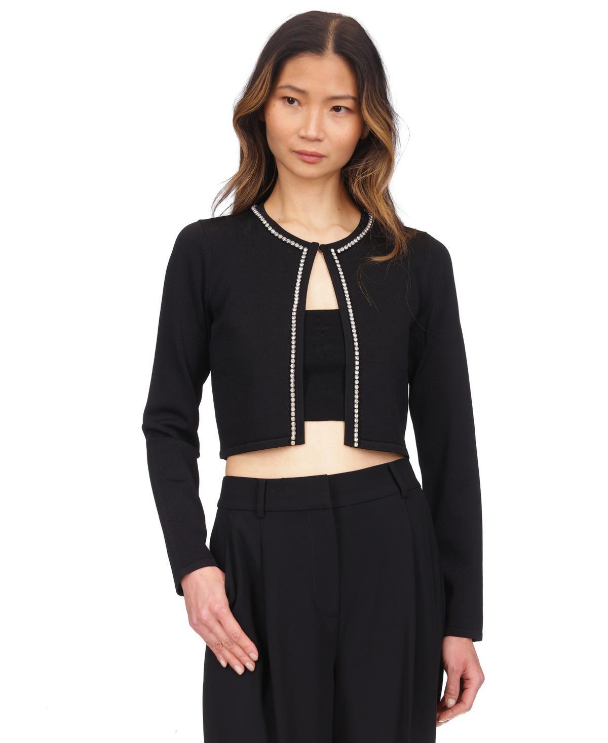 Michael Michael Kors Womens Gem-Trim Cropped Cardigan Product Image