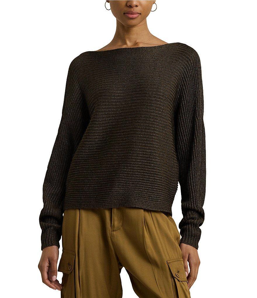 Lauren Ralph Lauren Metallic Rib-Knit Boat Neck Pullover Sweater product image