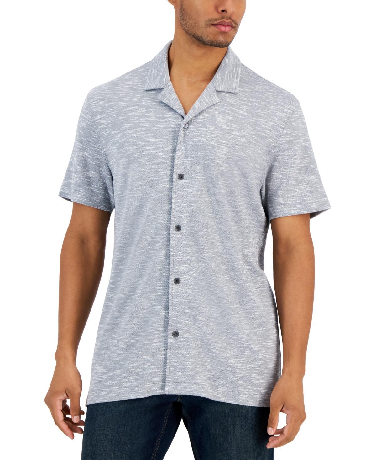 Alfani Mens Slub Pique Textured Short-Sleeve Camp Collar Shirt, Created for Macys Product Image