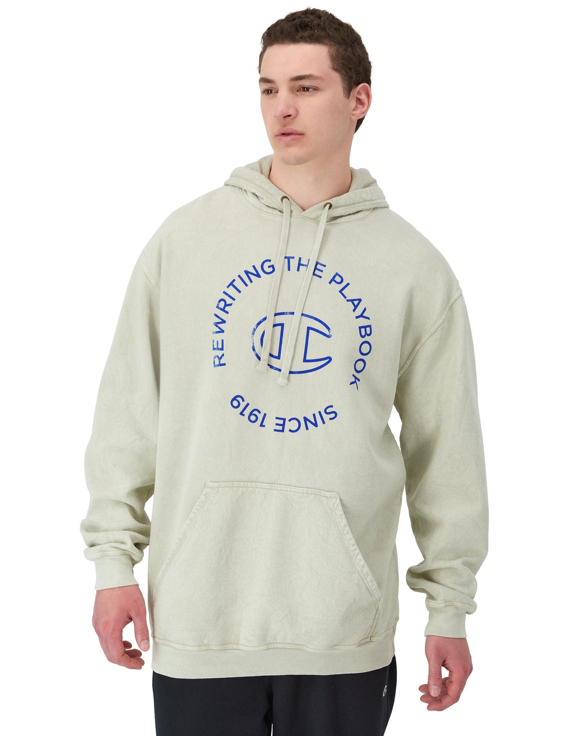 Mens Champion Mineral Dye Graphic Crewneck, Rewriting the Playbook (Big & Tall) Autumn Beige 3XB Product Image