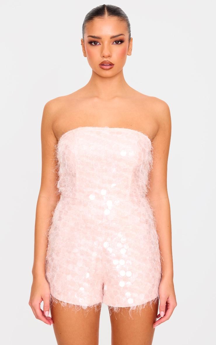 Blush Disc Sequin Bandeau Romper Product Image