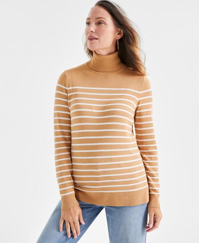 Style & Co Womens Striped Turtleneck Sweater, Created for Macys Product Image