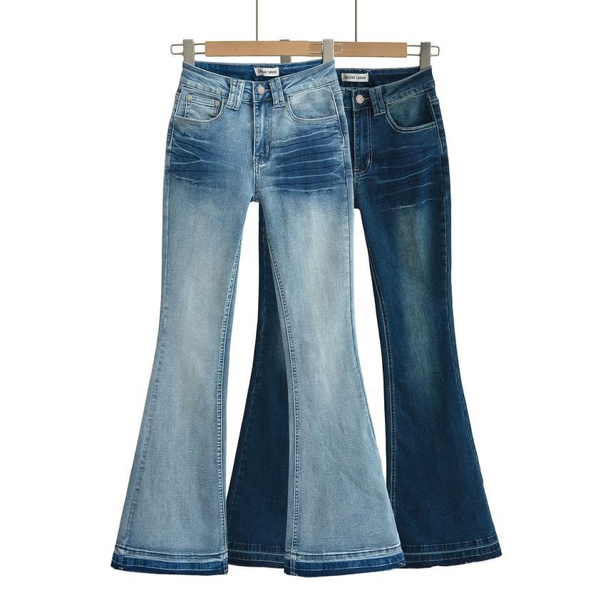 High Rise Washed Flared Jeans Product Image