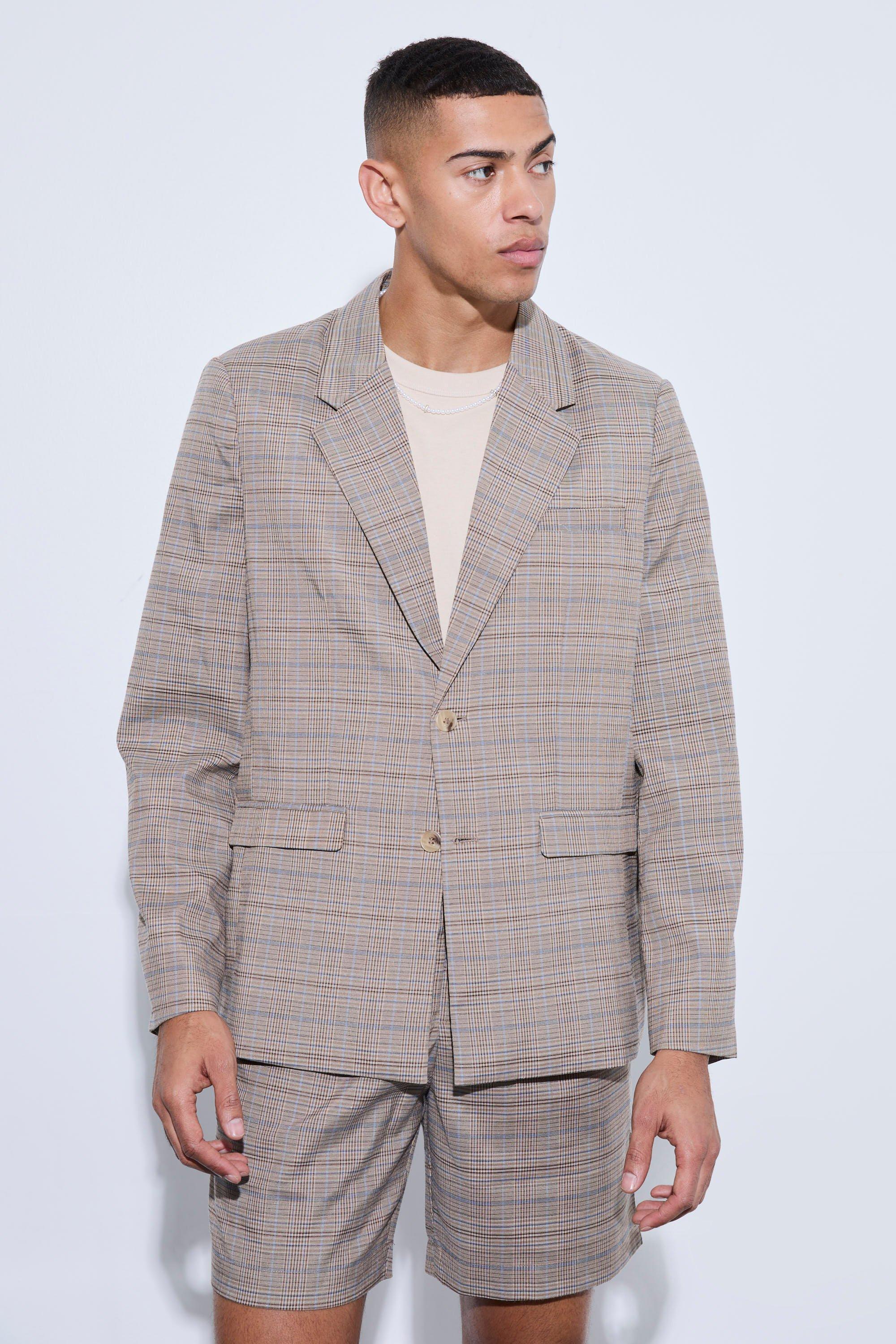 Plaid Oversized Boxy Blazer | boohooMAN USA Product Image