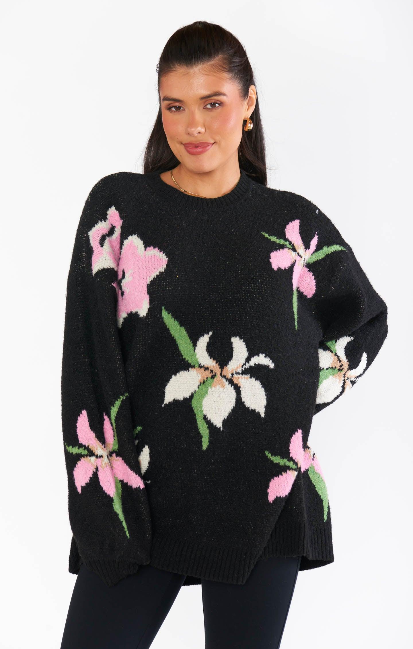 Summit Sweater ~ Dark Floral Knit Product Image