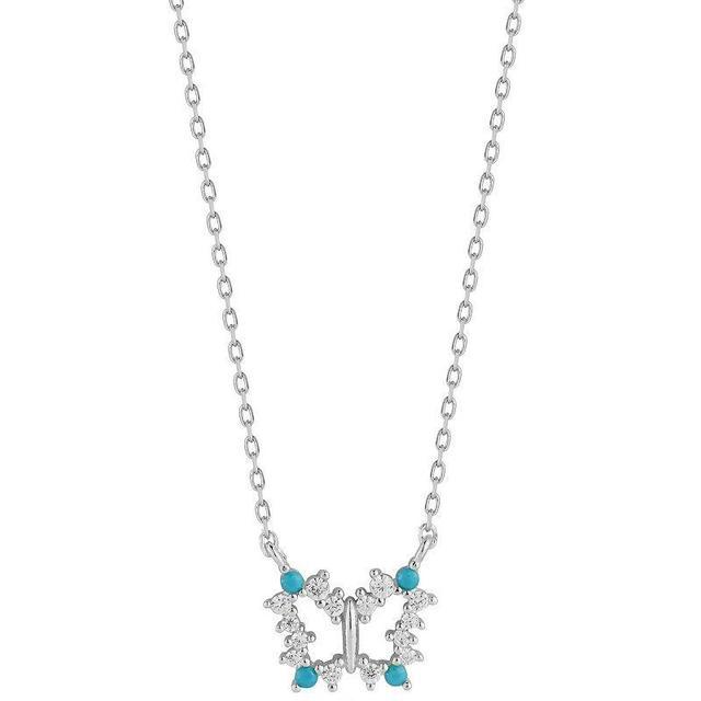 Sunkissed Sterling Cubic Zirconia Butterfly Pendant Necklace, Womens Silver Product Image